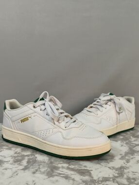 PUMA Men's Court Classic  Sneaker Wht/Puma Gold/Grn Size 9.5